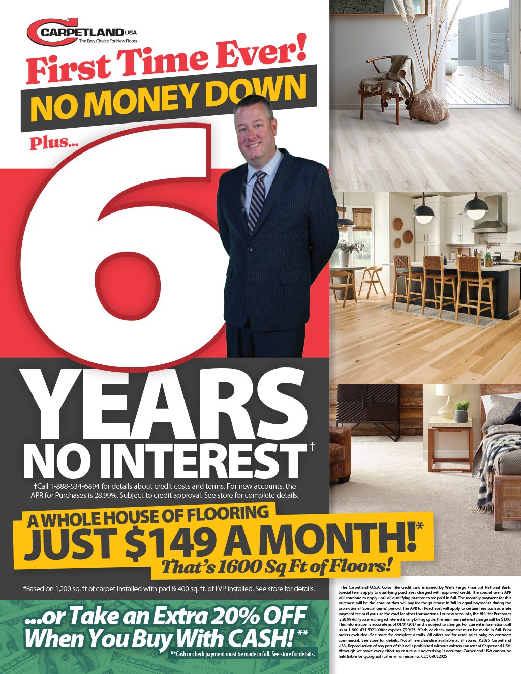 No Money Down + Six Year No Interest Flyer