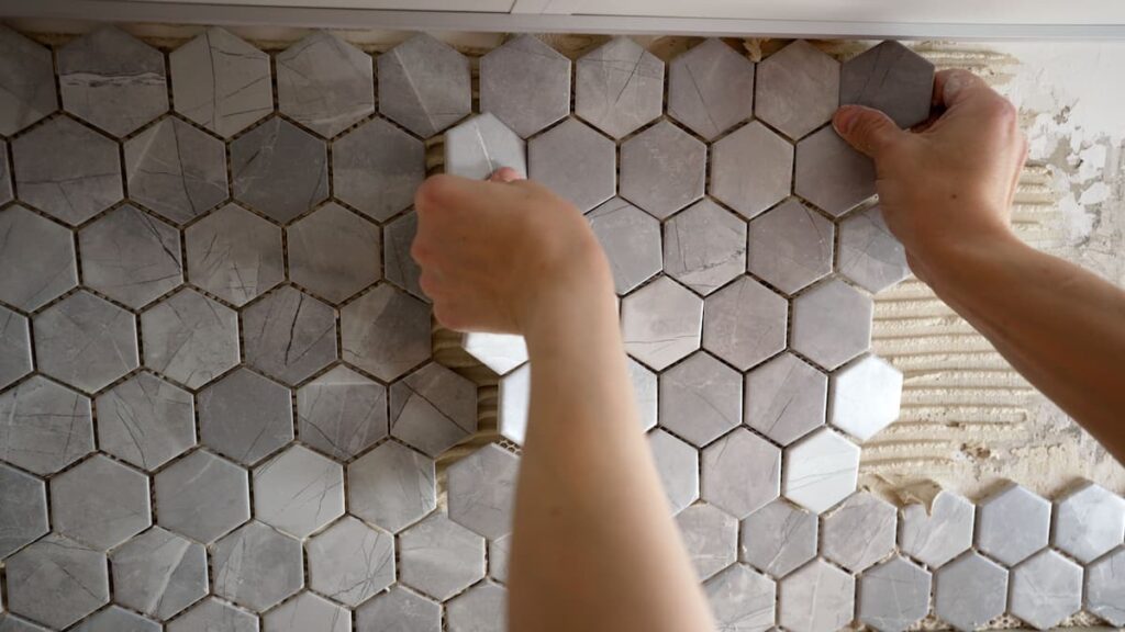 mosaic wall tile installation