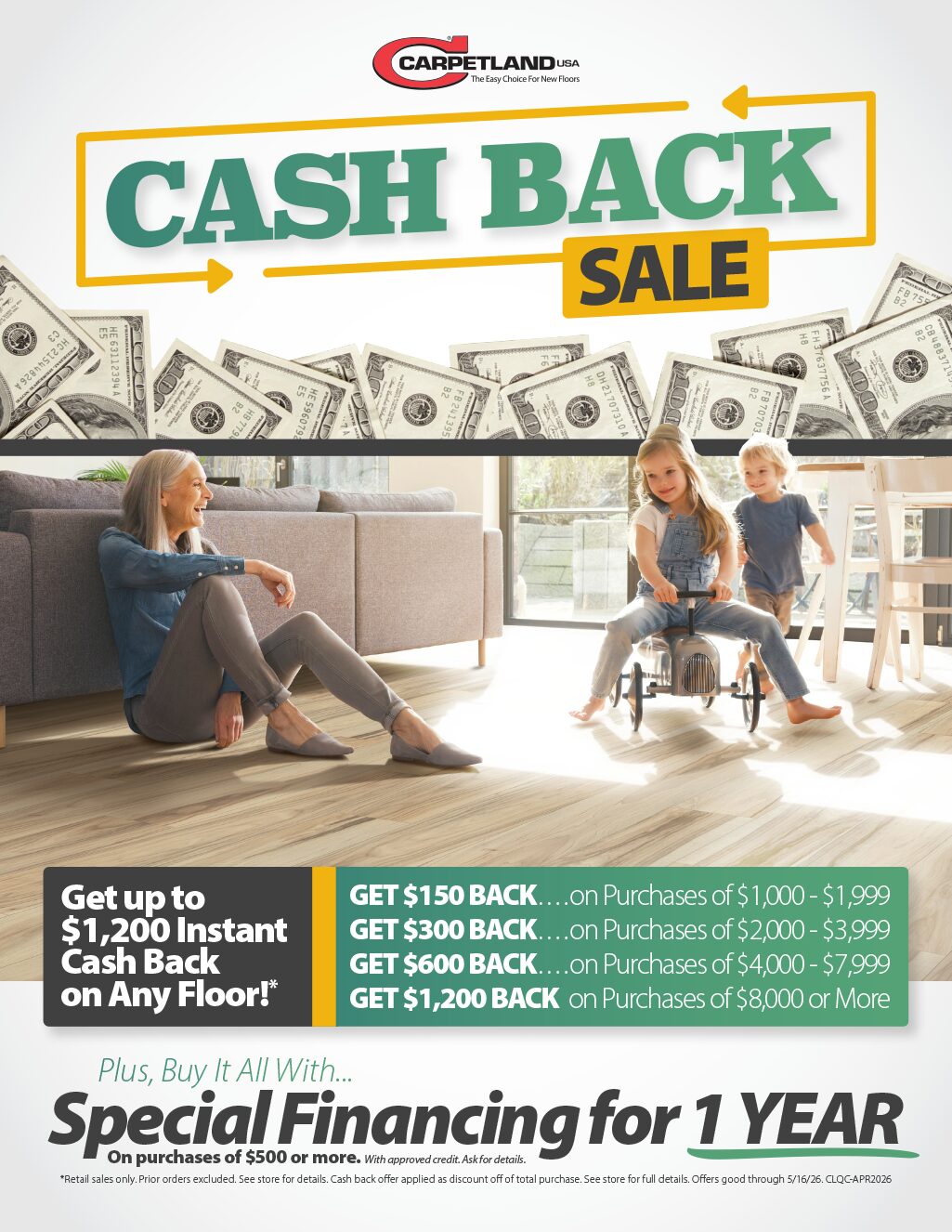 Cash Back Sale Flyer