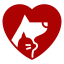 Cat and Dog Friendly Icon in Heart